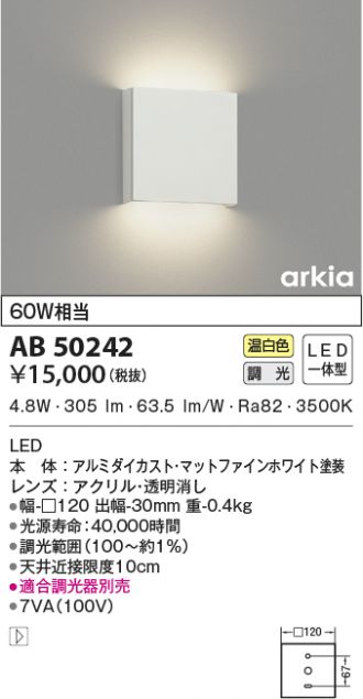 贈る結婚祝い コイズミ照明 AB43838L 薄型ブラケットライト 白熱球60W相当 LED一体型 電球色 乳白色